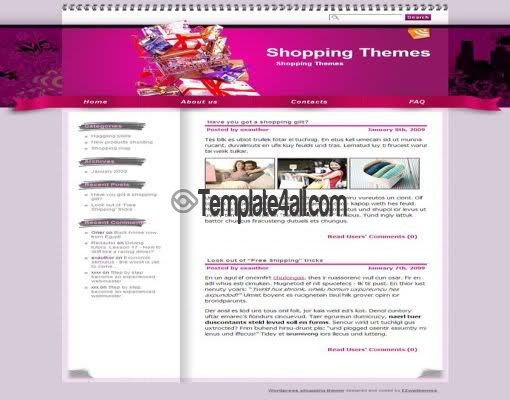 Free Wordpress Shopping Pink Theme Template