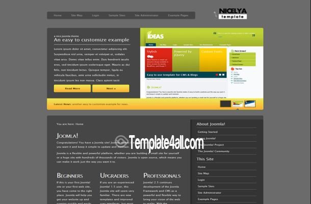 Dark Black Blue Joomla Theme Download