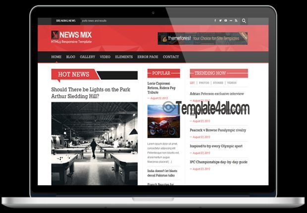 Responsive Red News Wordpress Theme