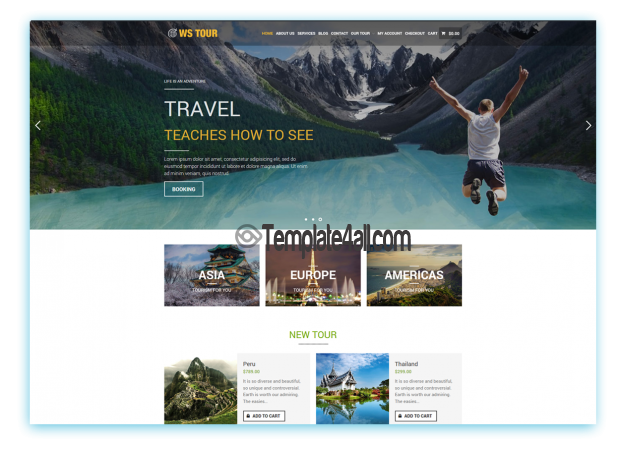 WS Tour Free Responsive Travel Booking Wordpress Theme