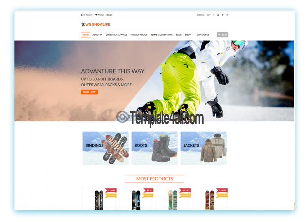 WS Responsive Snowboarding Clothings Wordpress Theme