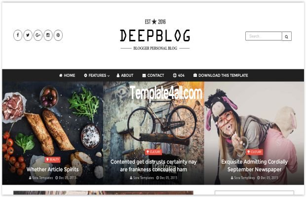 Deep Free Responsive Magazine Blogger Template