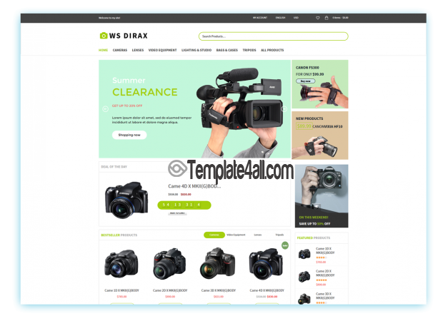 Ws Dirax Digital Cameras Store WordPress Theme