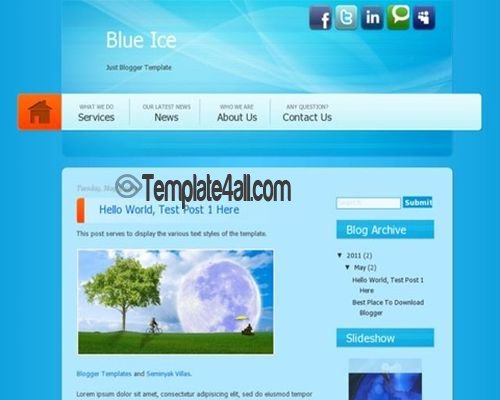 Free Abstract Ice Blue Blogger Template