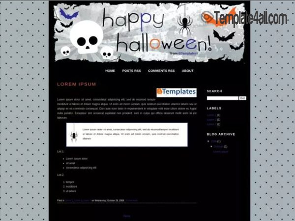 Dark Bat Halloween Blogger Theme Template
