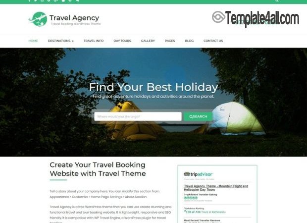 Responsive Travel Agency WordPress Theme