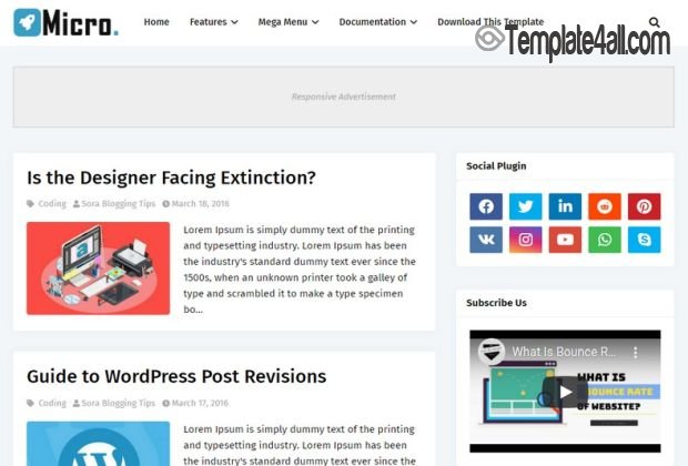 Micro Simple Free News Blogger Template